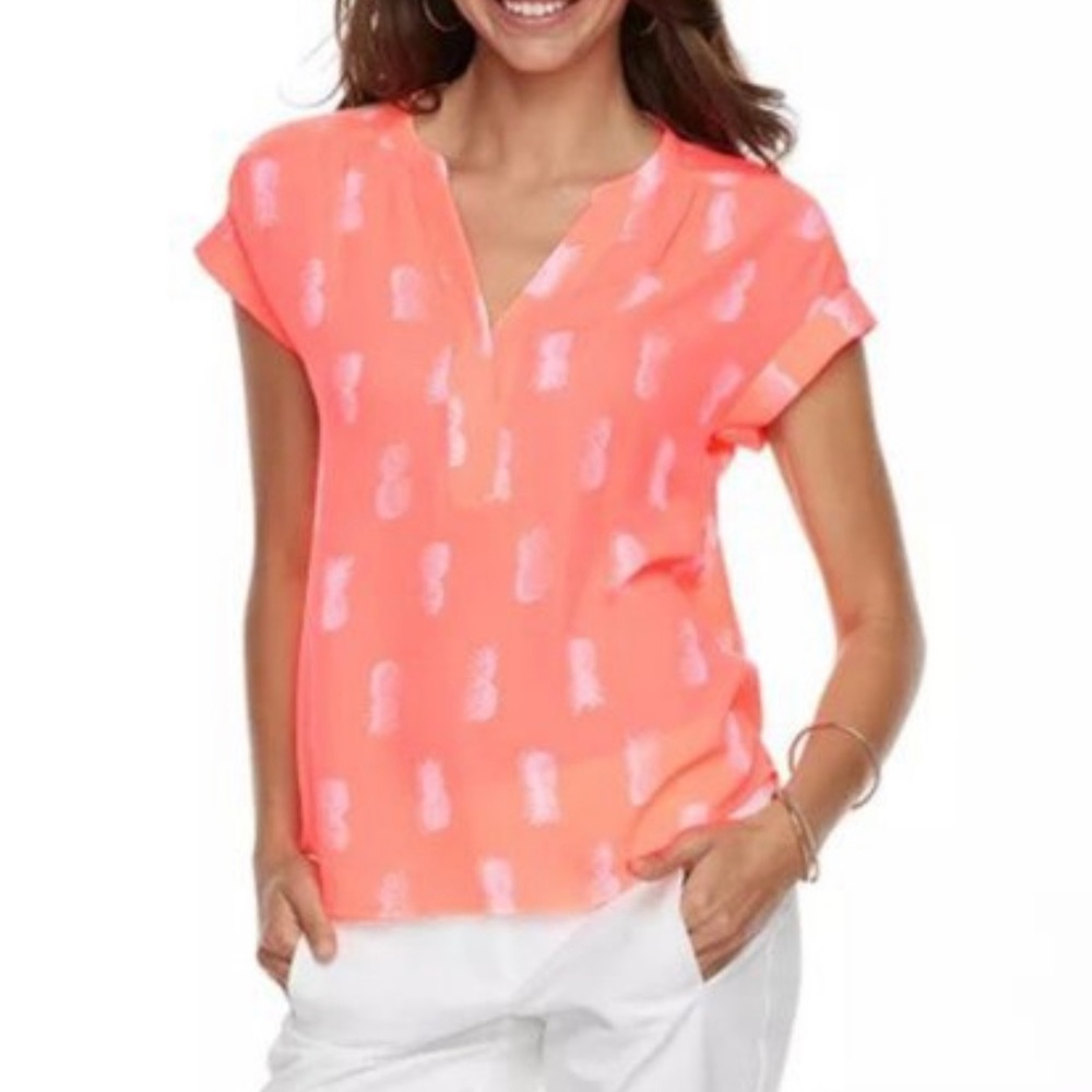 Apt 9 Orange Pineapple Blouse